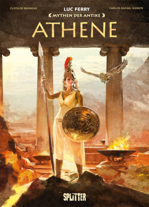 Buchcover: Zeichnung einer Göttin mit Schild, Helm und Speer
