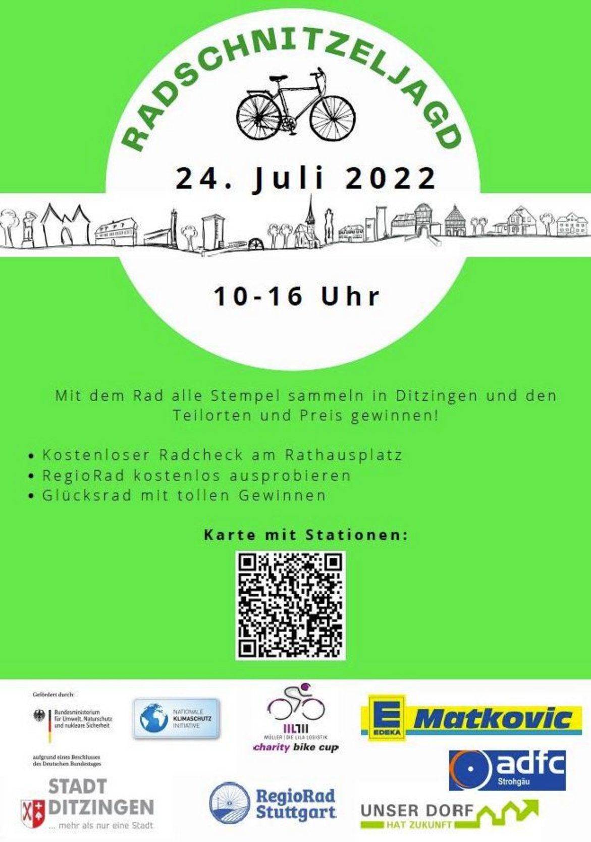 Radschnitzeljagt mit QR Code "Karte mit Stationen"