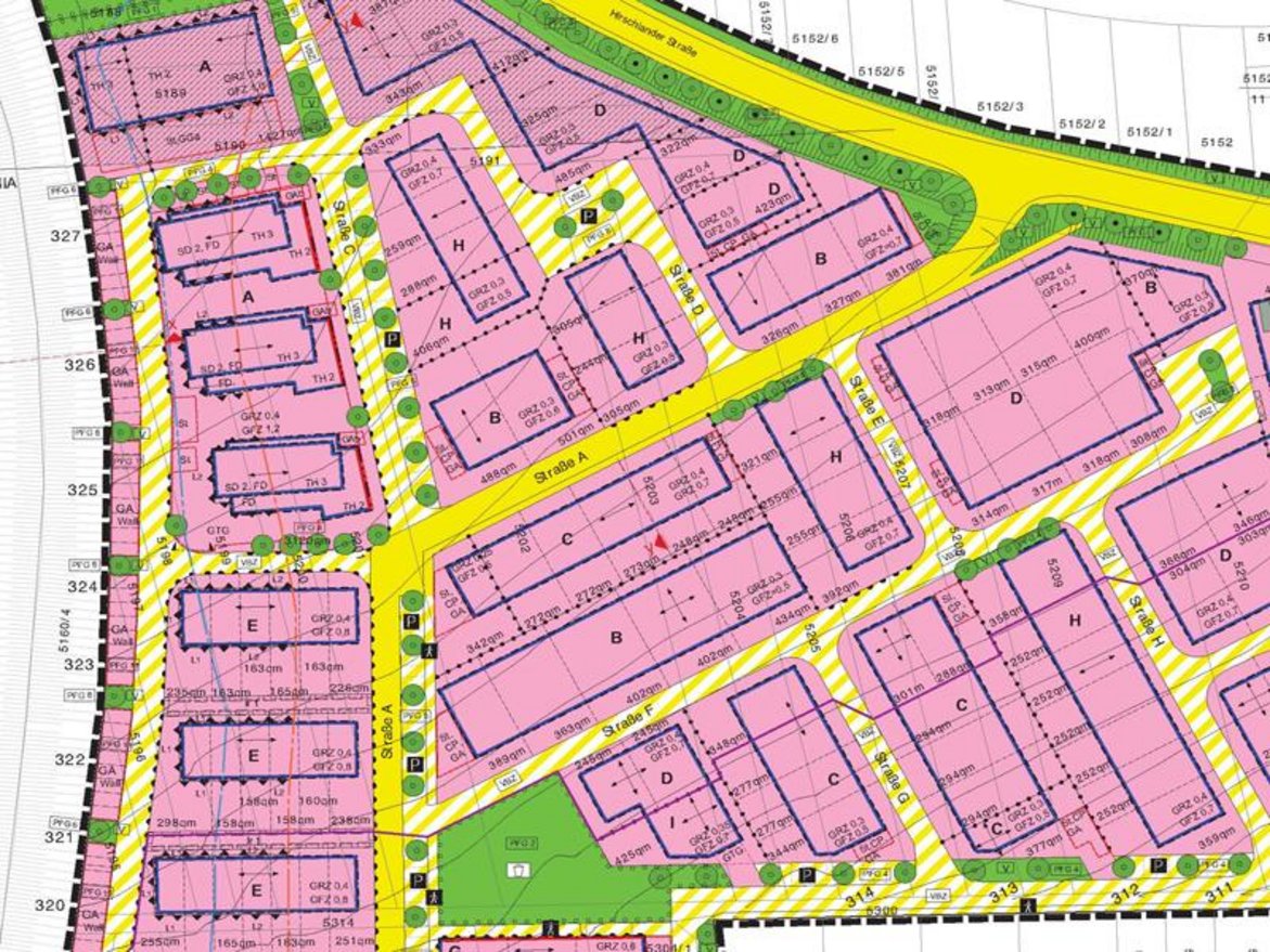 Planausschnitt BPlan westlicher Ortsrand