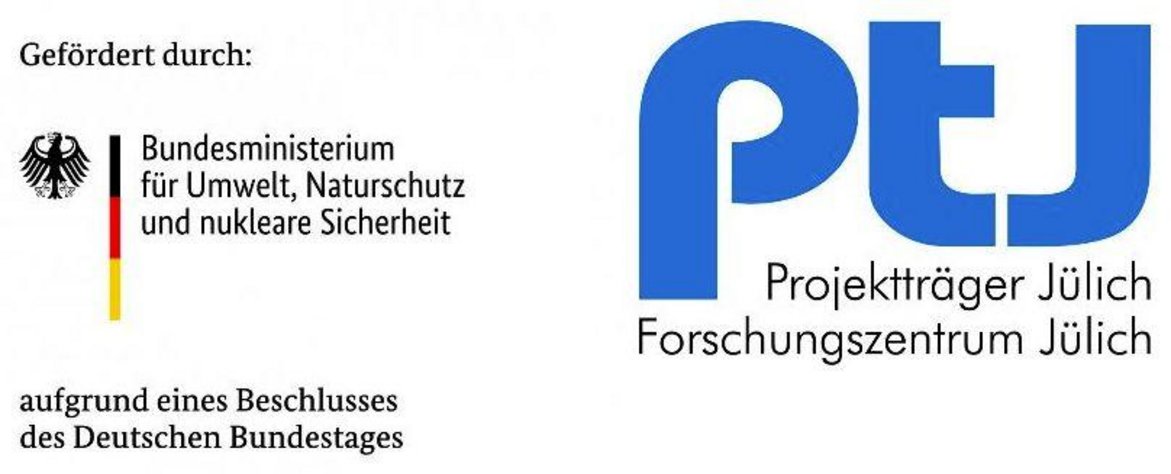 Logo Bundesministerium für Umwelt, Naturschutz und nukleare Sicherheit und Logo Projektträger, Forschungszentrum Jülich
