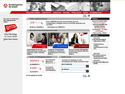 Screenshot Arbeitsagentur.de Screenshot Arbeitsagentur.de