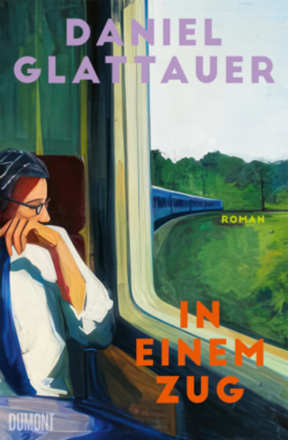 Buchcover: Blick aus einem Zugfenster auf die nachfolgenden Wagen