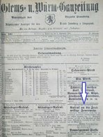 Gründungsaufruf in der Glems- und Würmgauzeitung am 09.09.1886