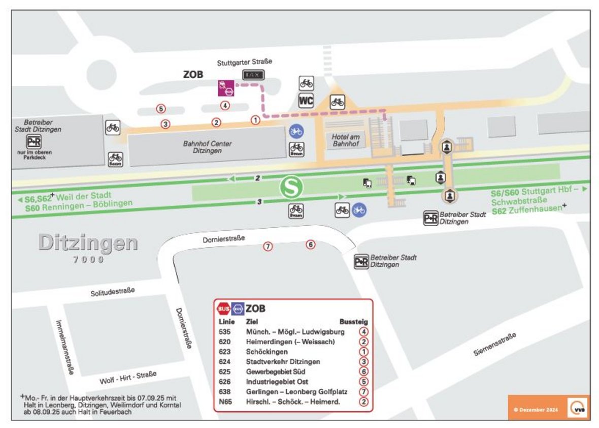 Umgebungsplan Bahnhof Ditzingen