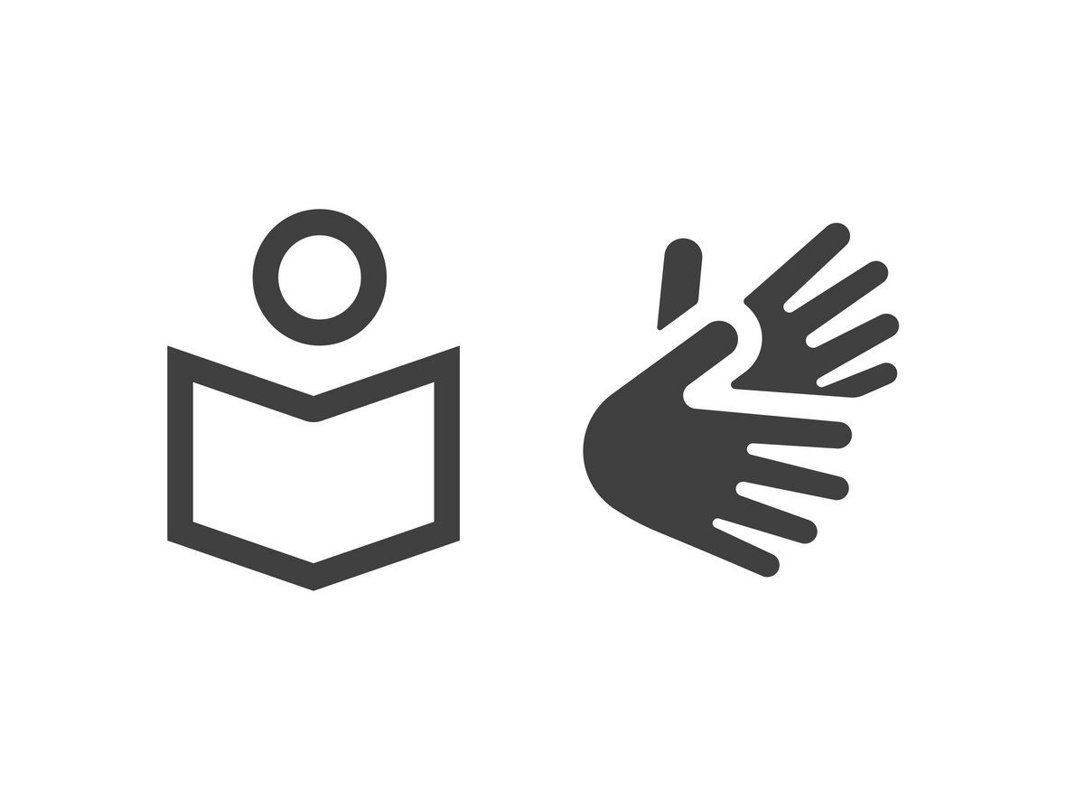 Icons für Gebärdensprache und Leichte Sprache