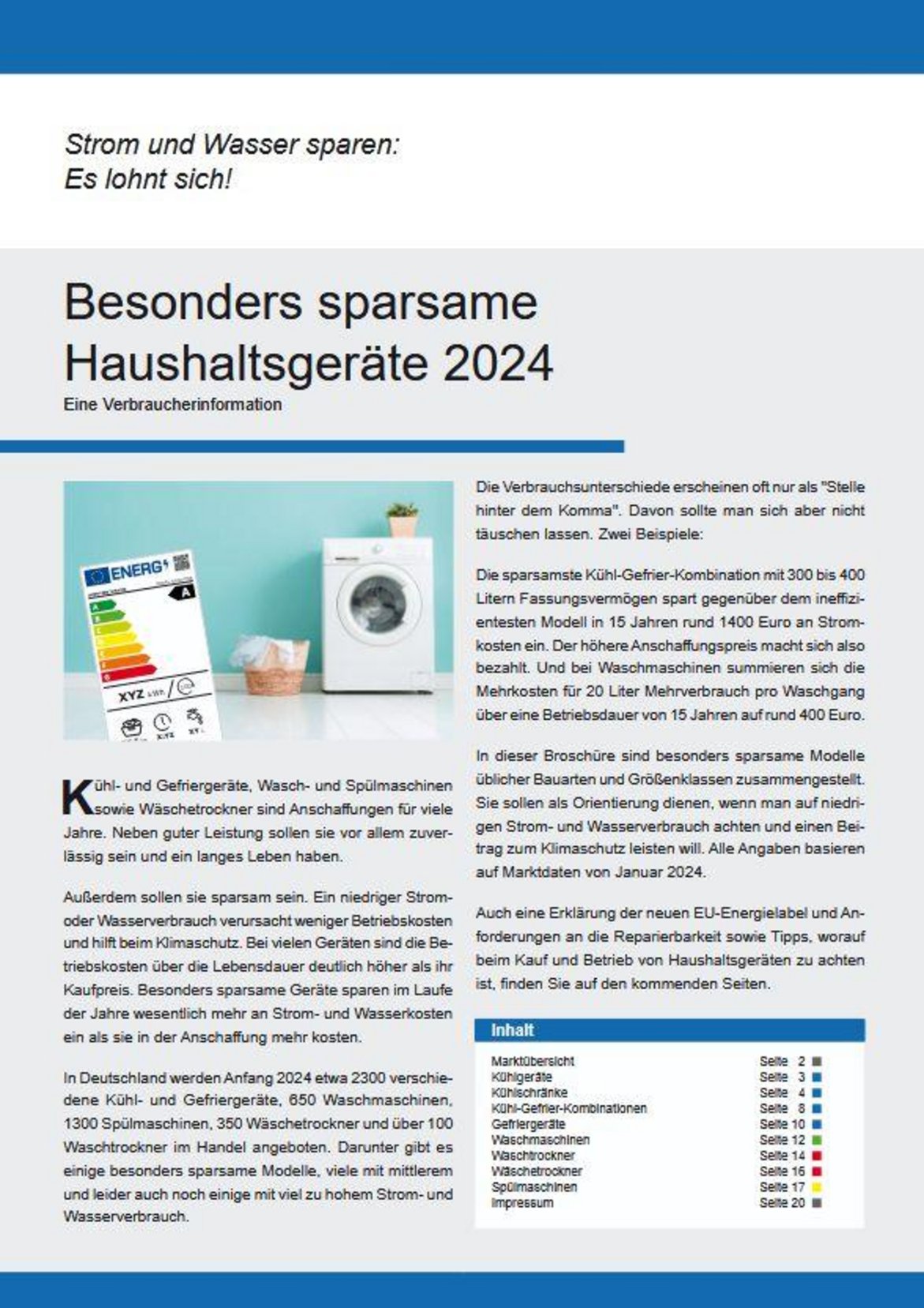Broschüre „Besonders sparsame Haushaltsgeräte 2024"