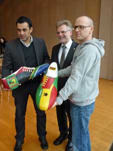 Robin Dutt, Oberbürgermeister Michael Makurath, Thomas D (v.l.n.r.)