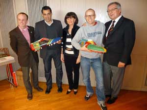 (v.r.n.l.) Hans-Joachim Weinand, Thomas D, Heide Weinand, Robin Dutt und Andreas Söntgerath