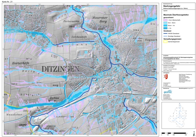 Beispiel einer Starkregengefahrenkarte